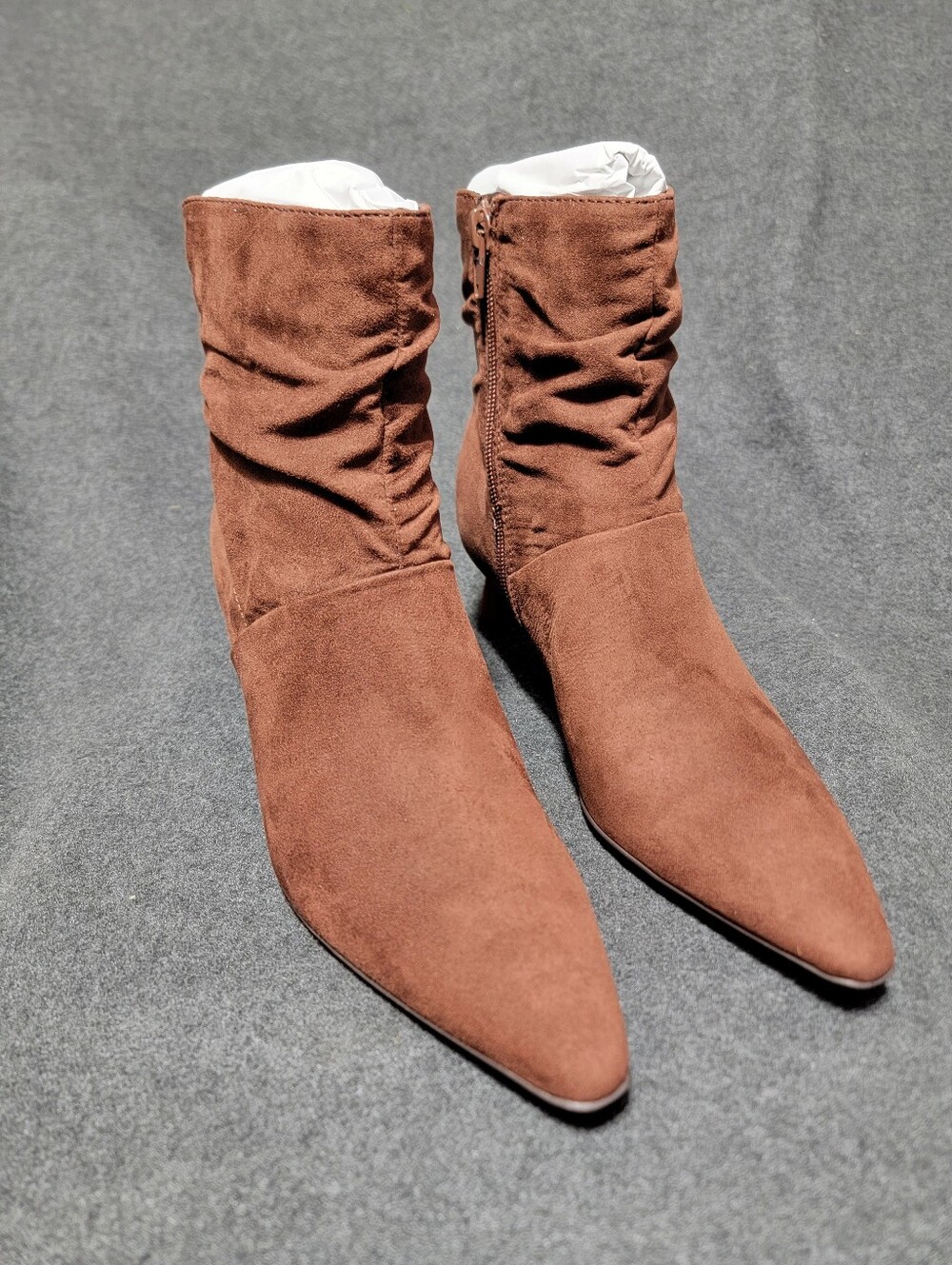 Naturalizer Tribute Slouch Dress Bootie in brown suede 6 Wide